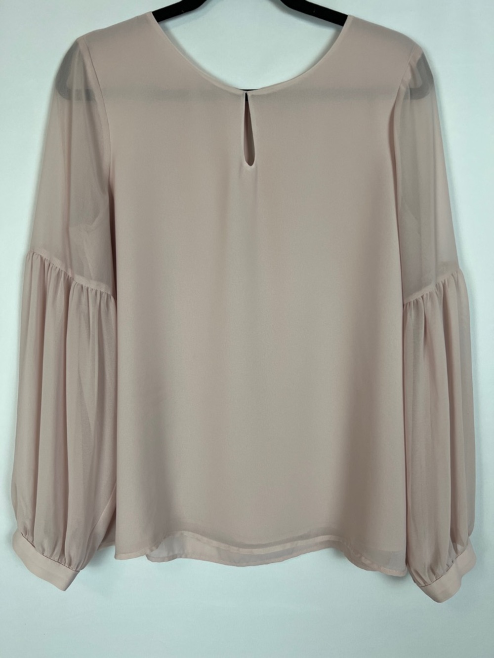 Express Blush Sheer Balloon Sleeve Top - Picture 3 of 13